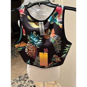 Le Superbe Womens Size Medium Top It Off Tank Tropical Floral Hawaiian Print NWT